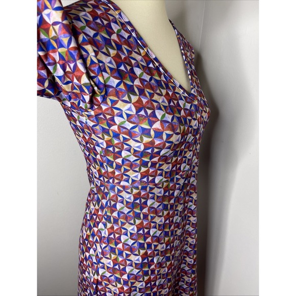 NUU‎ MUU Geometric Print V-Neck 3/4 Sleeve Stretch Dress Size XS - Picture 5 of 9